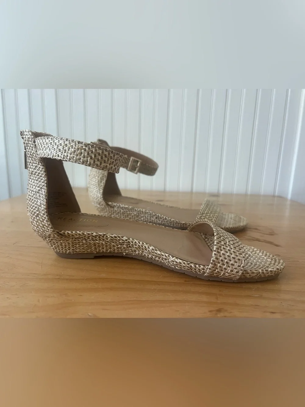 Reaction Kenneth Cole Great Viber Sandals 7.5 Raffia Woven Coastal Boho Flat